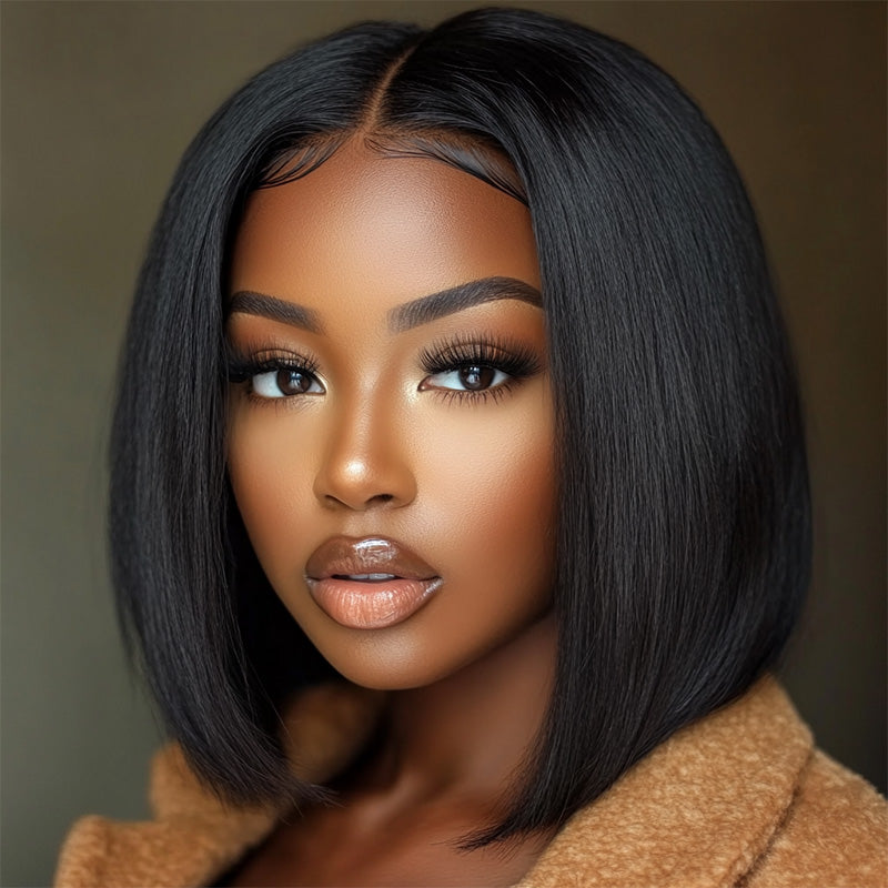 SoulLady Glueless Human Hair Wigs 5x5 Lace Closure Wig Undetectable HD Lace Bob Wig-MODEL