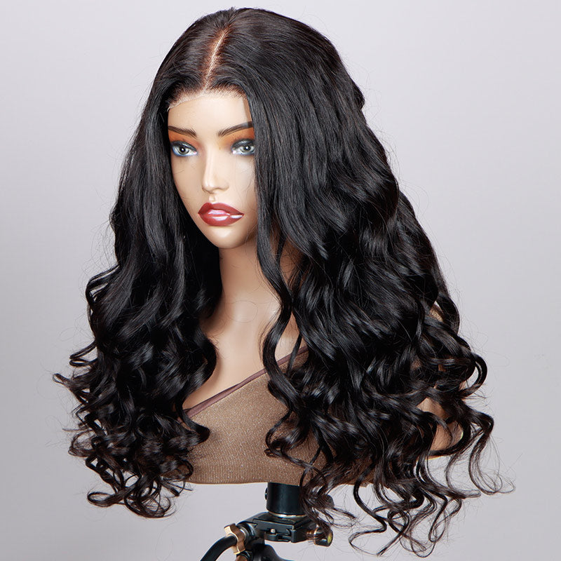 Soul Lady Long Body Wave 5x5 HD Lace Closure Wigs Real Virgin Human Hair Mid Part Glueless Wig-side show