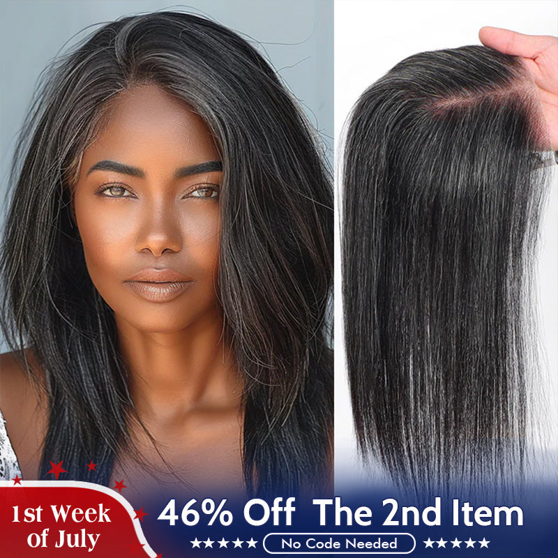 5"x5" Lace Crown Toppers Dark Salt And Pepper Straight Human Hair Pieces For Women
