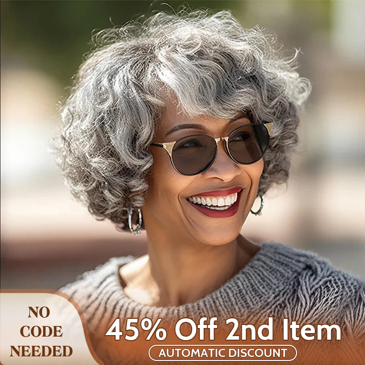 Soul Lady wigs mother daly sale - Instant Wear To Go Salt And Pepper Wig For Older Women Glueless Human Hair Loose Curly Bob Wigs For Seniors