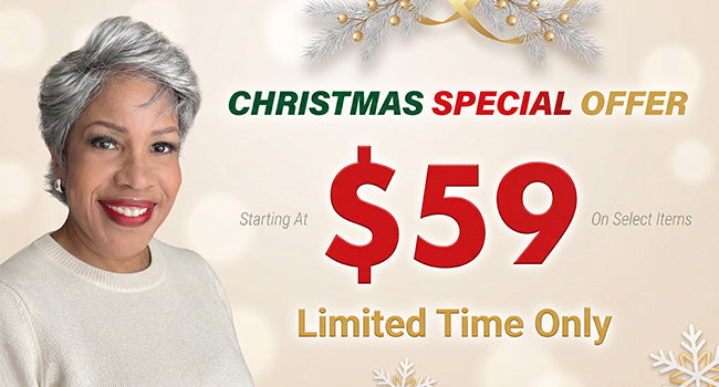 Soul Lady Christmas Flash Sale Banner – Human Hair Wigs for Seniors, Salt and Pepper Wigs, Short Bob Wigs, Glueless Wigs, Natural Gray Wigs Starting at $59, Holiday Deals on Real Human Hair Wigs-mobile version