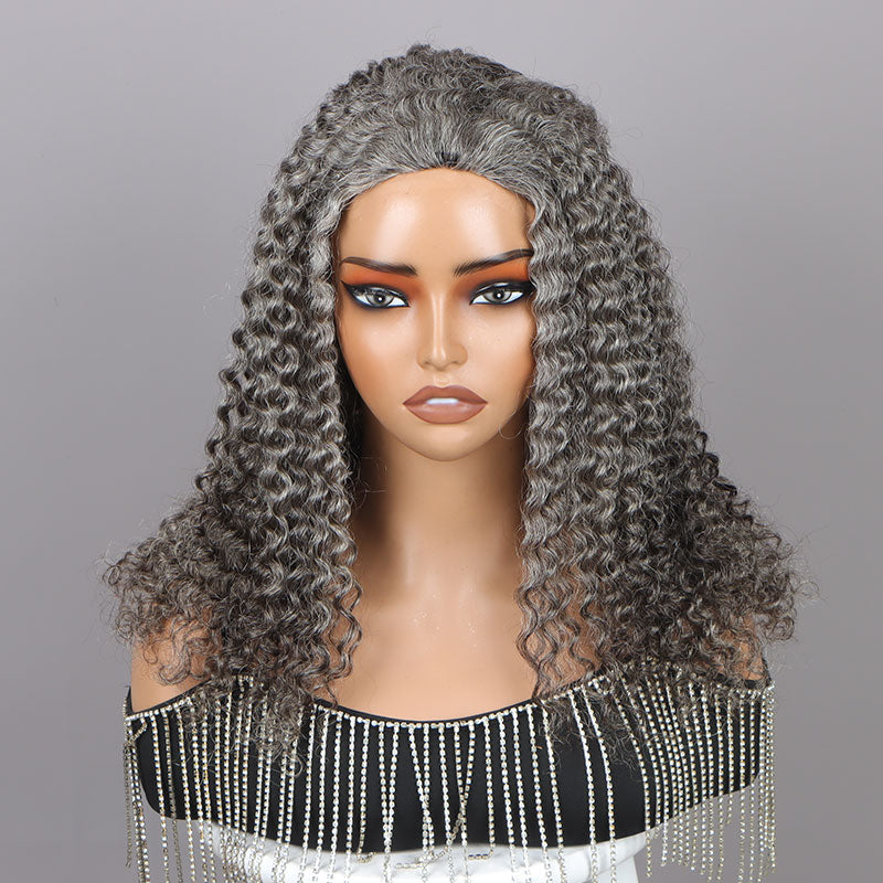 Standard-Salt-And-Pepper-Kinky-Curly-3-In-1-Half-Wig-Beginner-Friendly-Glueless-Wig-100%-Human-Hair