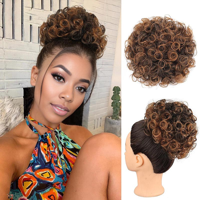 hair piece ponytail with palm clip drawstring Curly Ponytail Extension Messy Bun Hair Piece Curly Drawstring Ponytail Clip in Hair Extensions