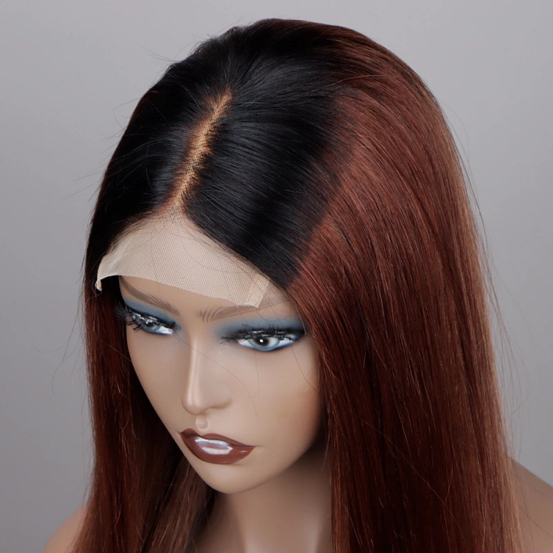 Golden Brown Straight Hair Wig 4x4 HD Front Lace Wigs