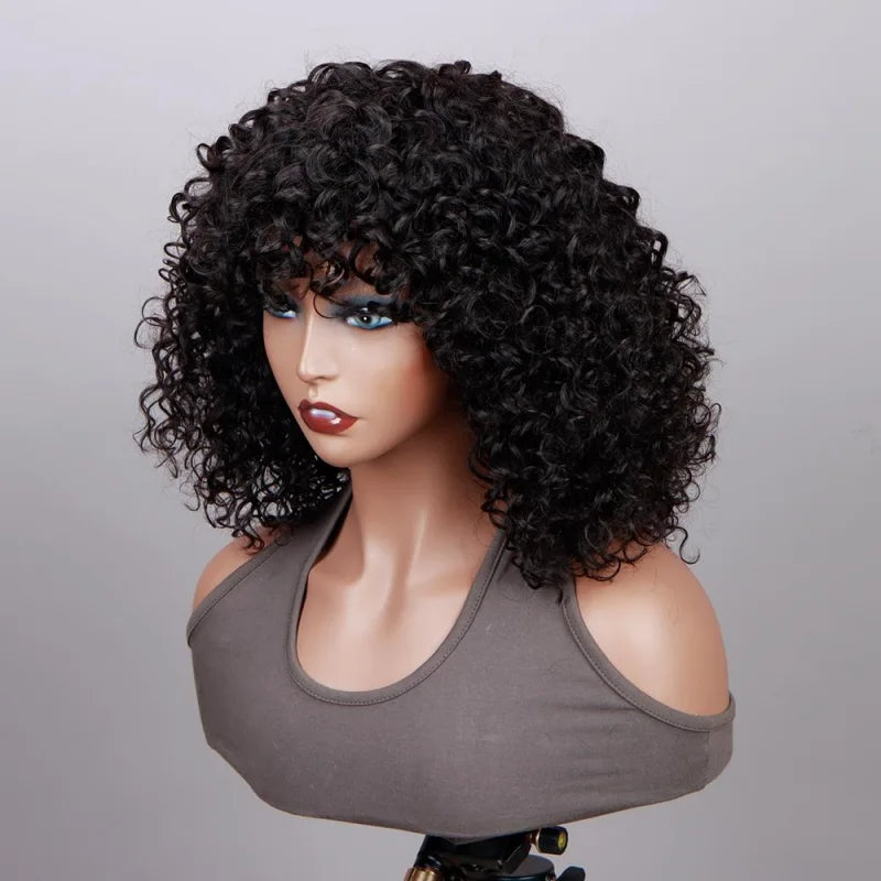 Curly wig with bangs hot sale