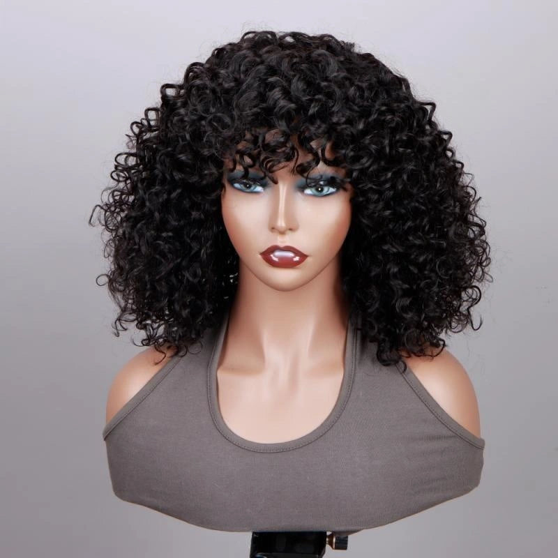 Curly Bob Wig With Bangs Wear And Go Curly Wig