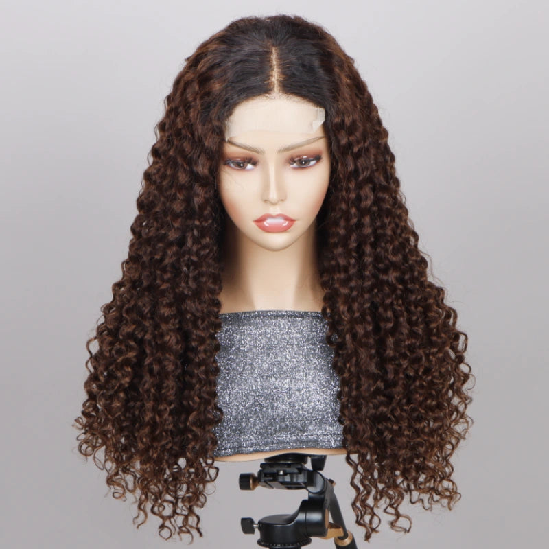 Brown curly discount long wig