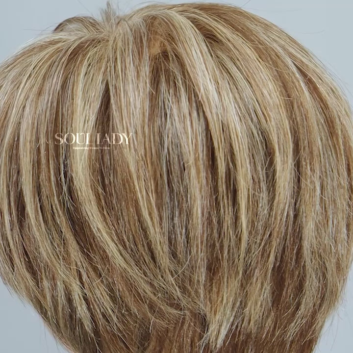 Soul Lady Go To Style Pixie Cut Wig | Brown Mixed Blonde Highlights Short Layered Straight Human Hair 7x6 HD Lace Wig With Bangs-video