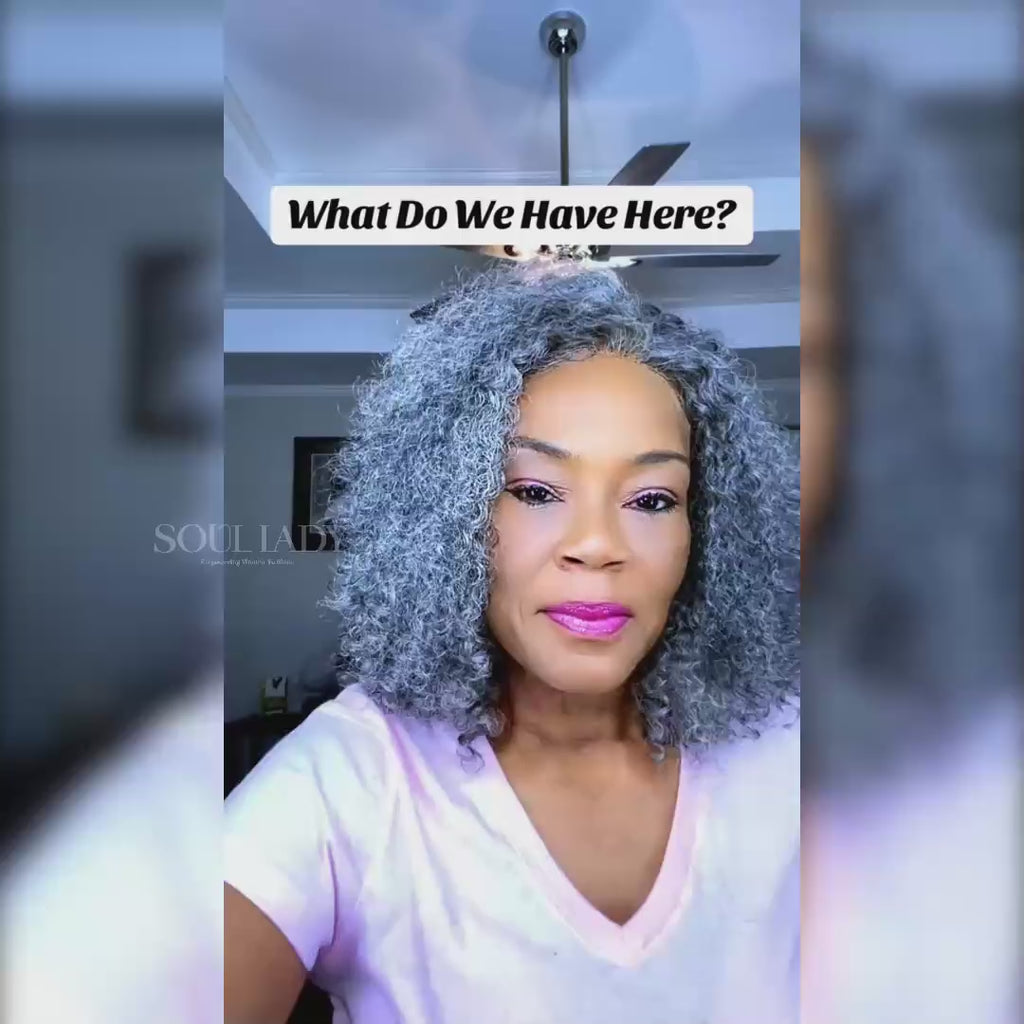 Soul lady wigs | Graceful Silver Gray Wig For Seniors Full Frontal 13x4 HD Lace Wig Standard Salt And Pepper Jerry Curly Human Hair glueless wigs for black women over 50-mosaiclifelessons