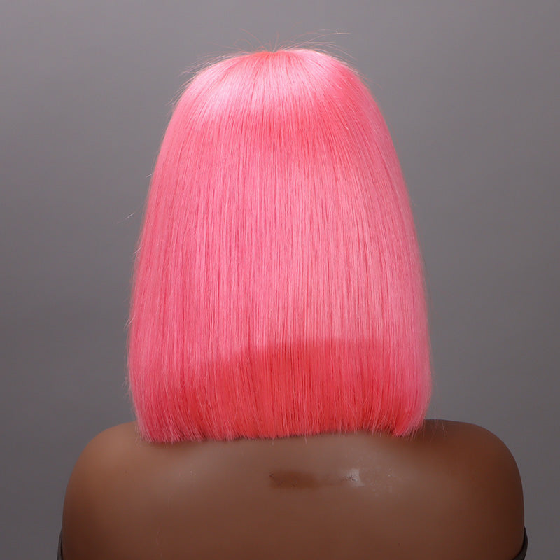 Soul Lady Barbie Pink Bob Silky Straight Human Hair 5x5 HD Lace Closure Wigs Middle Part Lob-back