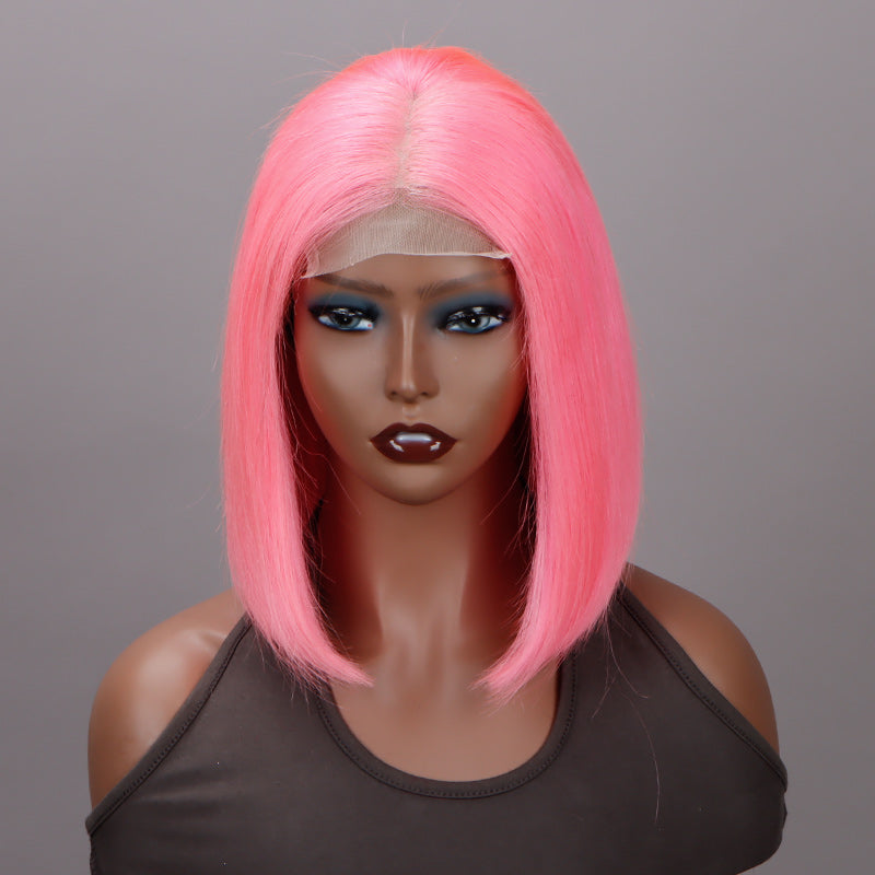 Soul Lady Barbie Pink Bob Silky Straight Human Hair 5x5 HD Lace Closure Wigs Middle Part Lob