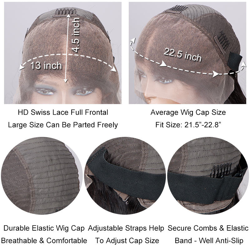 Straight Human Hair Wigs 13x4.5 HD Lace Front Wig Glueless 