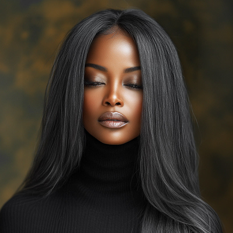 Soul Lady Custom Dark Salt And Pepper Silky Straight Hair Full Frontal 13x4.5 HD Lace Wig 100% Real Human Hair Pre Plucked Hairline-new model