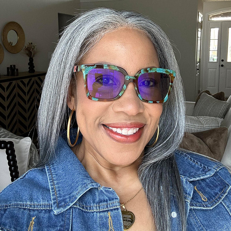 Soul Lady wigs New Fashion Gray Full Frontal 13x4 HD Lace Wig Straight Human Hair Standard Salt And Pepper Wig- model real life with chelle