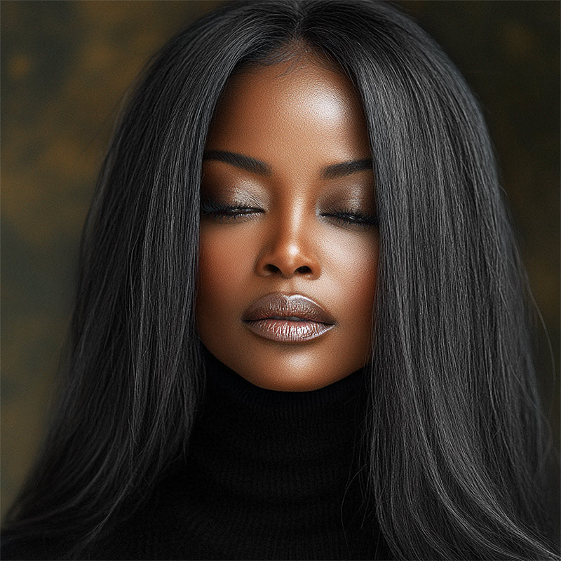 Soul Lady Custom Dark Salt And Pepper Silky Straight Hair Full Frontal 13x4.5 HD Lace Wig 100% Real Human Hair Pre Plucked Hairline