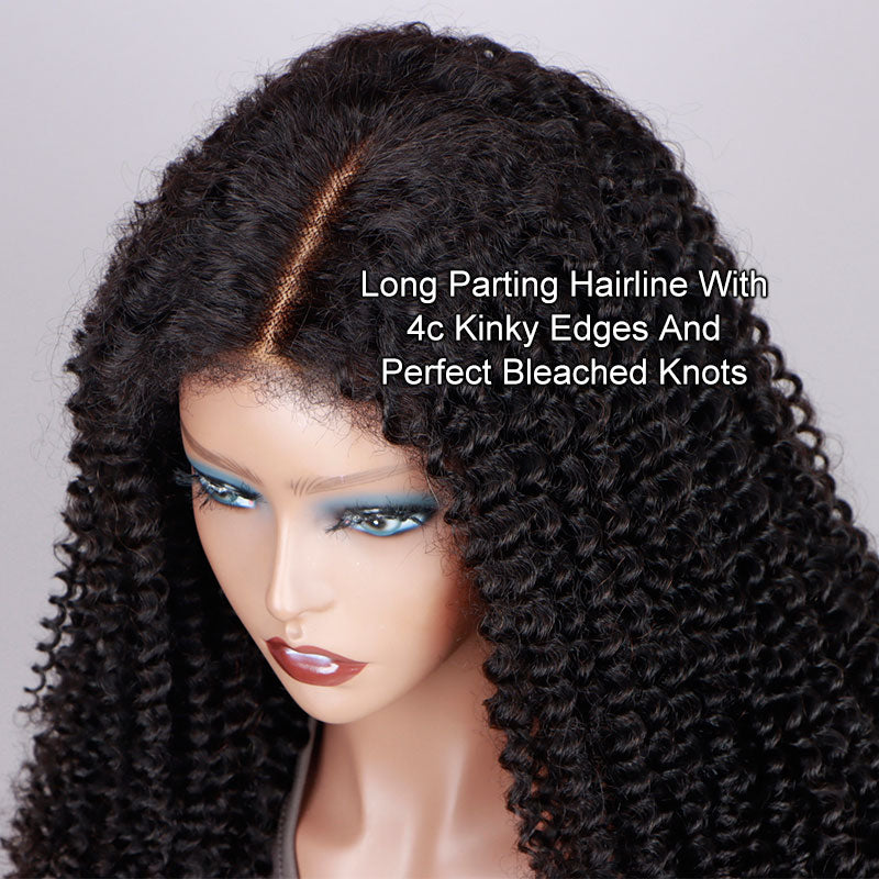 Soul Lady 4c Edge Kinky Curly Hair Ready To Go Glueless Wig 6x4 Pre Cut Lace Wig 100% Human Hair-hairline show