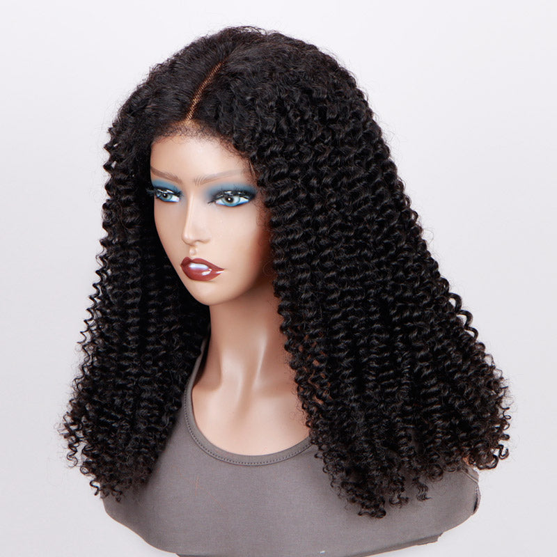 Soul Lady 4c Edge Kinky Curly Hair Ready To Go Glueless Wig 6x4 Pre Cut Lace Wig 100% Human Hair-side front