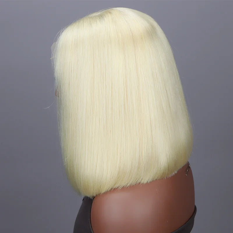 Soul Lady 613 Blonde Color Straight Hair Bob Wig Glueless HD Lace Wigs 180% Density-side display