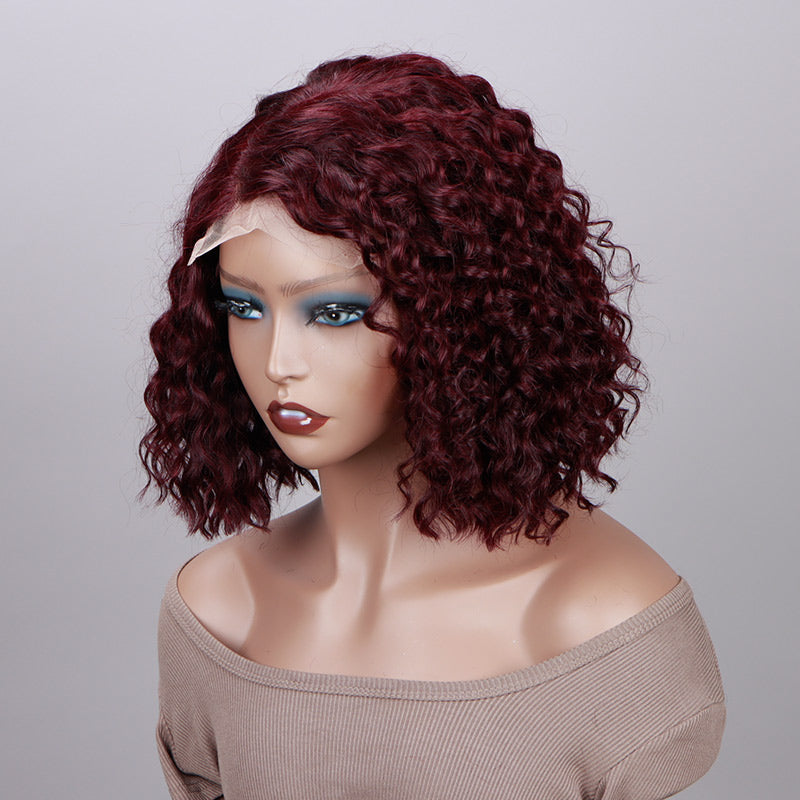 Soul Lady 99j Dark Burgundy Water Wave Curly Bob 5x5 HD Lace  display picture 2