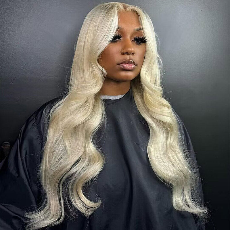 Soul Lady Ash Blonde Silky Straight 13x4 HD Lace Full Frontal Wig With Perfect Bleached Knots