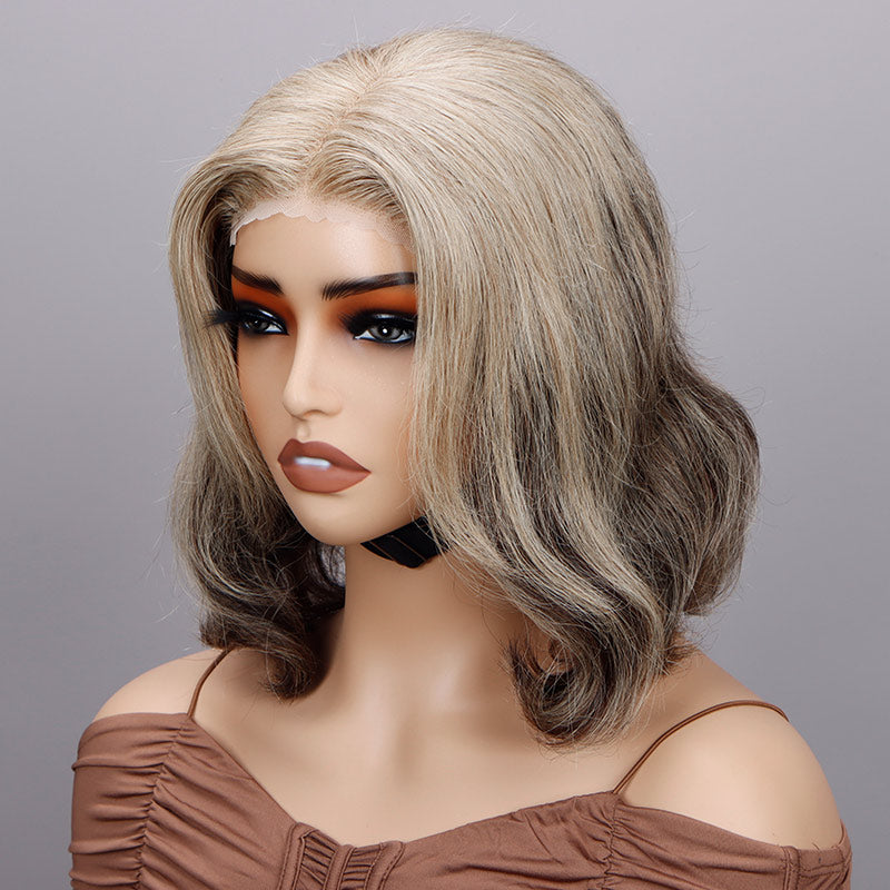 Flash Sale | Natrual Wavy Bob Wig Light Blonde Mix Brown  display picture 2