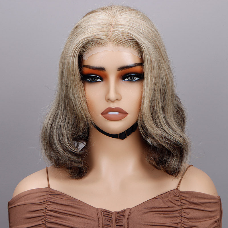 Flash Sale | Natrual Wavy Bob Wig Light Blonde Mix Brown  display picture 2