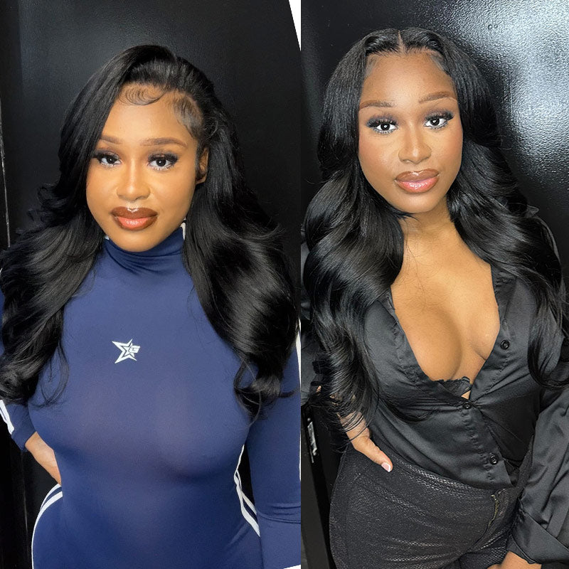 Soul Lady Long Body Wave 6x4 HD Lace Closure Wigs Real Virgin Human Hair Mid Part Glueless Wig-model show