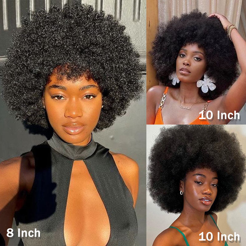 Soul Lady Boom Afro 4C Curl Wigs Real Human Hair Non-Lace Glueless Wear And Go Wigs Natural Black wig for african women