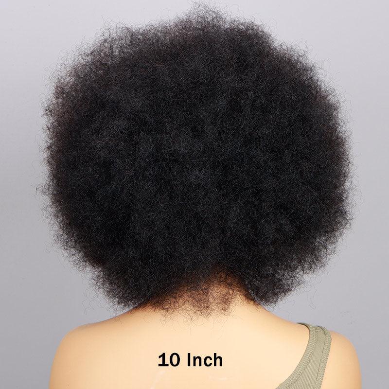 Soul Lady Boom Afro 4C Curl Wigs Real Human Hair Non-Lace Glueless Wear And Go Wigs Natural Black-10 inch wig side -back