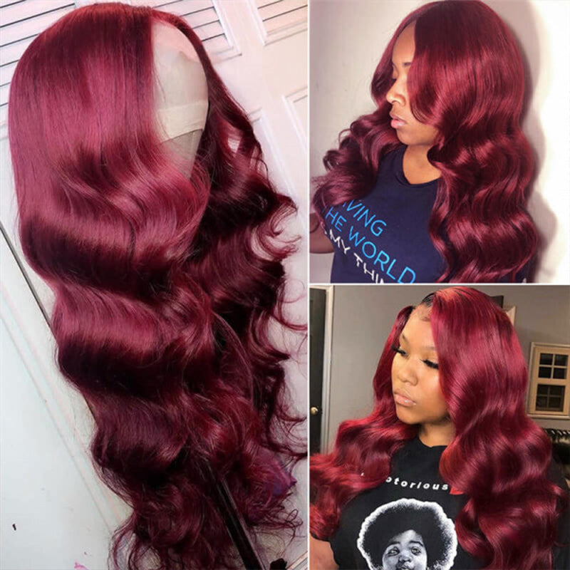 Soul Lady Flash Sale $120 Off Burgundy Hair Body Wave Lace Wig Real Human Hair Pre Plucked Hairline-real wig show