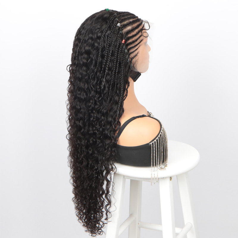 Soul Lady Curly with Special Braids 13x6 HD Lace Frontal Wigs Real Human Hair Pre Plucked & Bleached