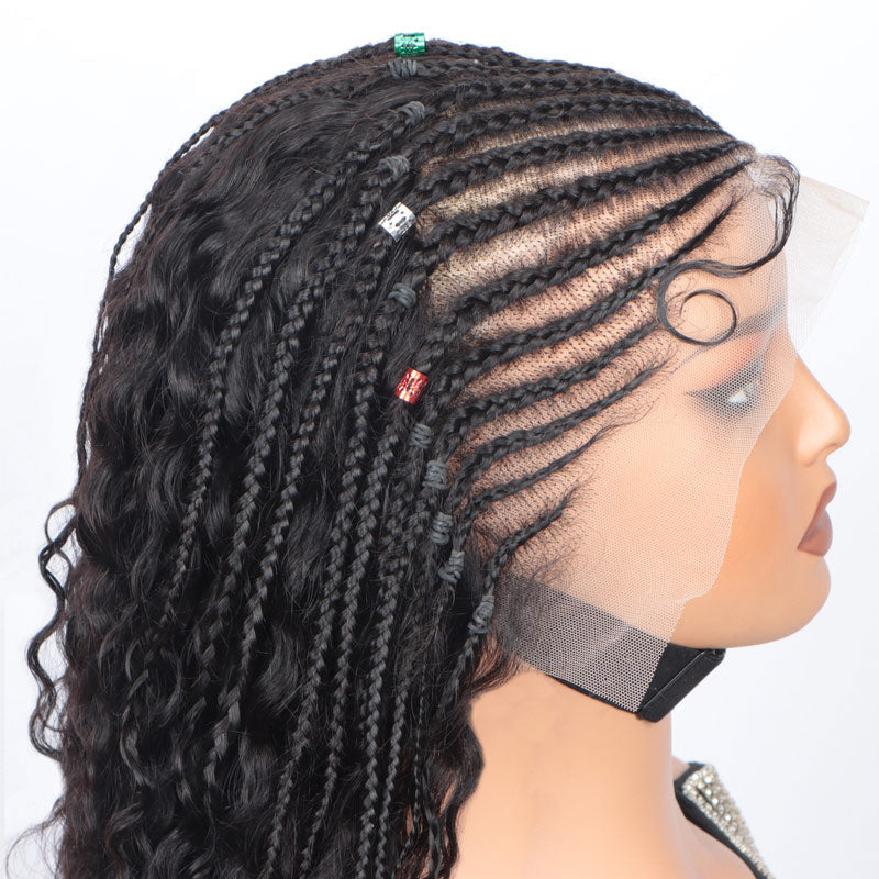 Soul Lady Curly with Special Braids 13x6 HD Lace Frontal Wigs Real Human Hair Pre Plucked & Bleached
