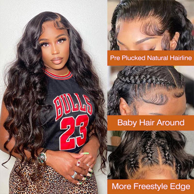 Soul Lady Flash Sale $120 Off Body Wave Hair 13x4 Lace Front Wig Real Human Hair Pre Plucked & Pre-Bleached