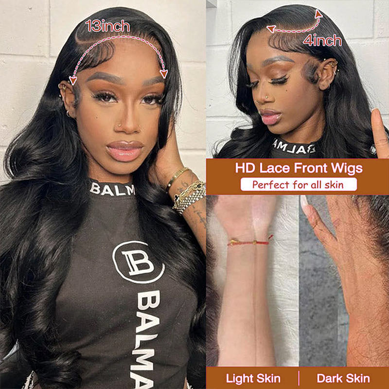 Soul Lady Flash Sale $120 Off Body Wave Hair 13x4 Lace Front Wig Real Human Hair Pre Plucked & Pre-Bleached