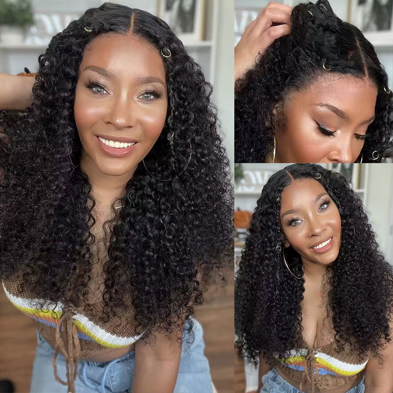 Soul Lady 13x4.5 Full Frontal Wig Jerry Curly Hair HD Lace Human Hair Wigs Pre Plucked & Bleached-model-DizastrousBeauty