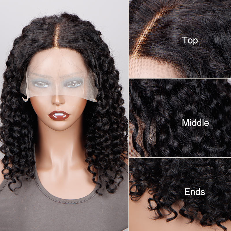 Soul Lady Wear And Go Glueless Bob Wig Jerry Curly Human Hair 6x4 Pre-cut HD Lace Wig With Bleached Knots-front details
