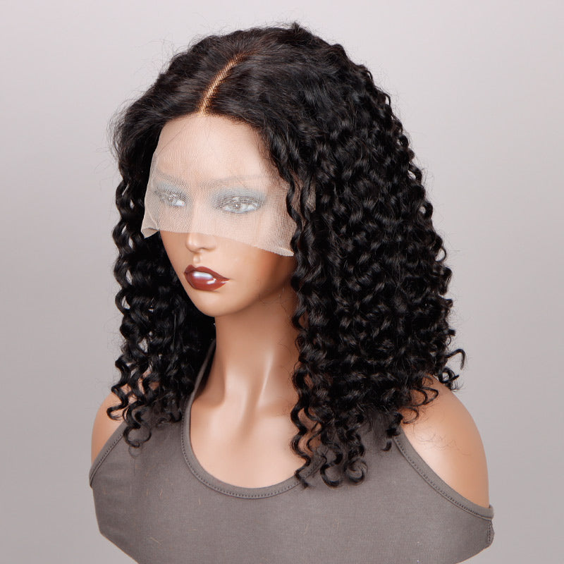 Soul Lady Wear And Go Glueless Bob Wig Jerry Curly Human Hair 6x4 Pre-cut HD Lace Wig With Bleached Knots-side front show