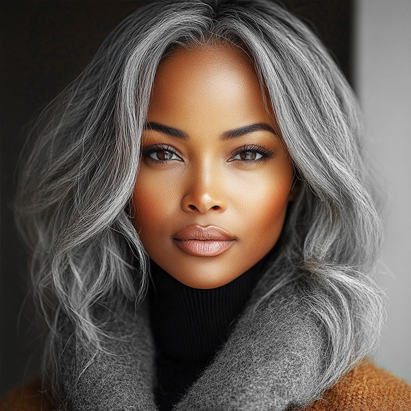 Silver Body Wave Wigs HD Lace Front Wig Gray Lace Frontal