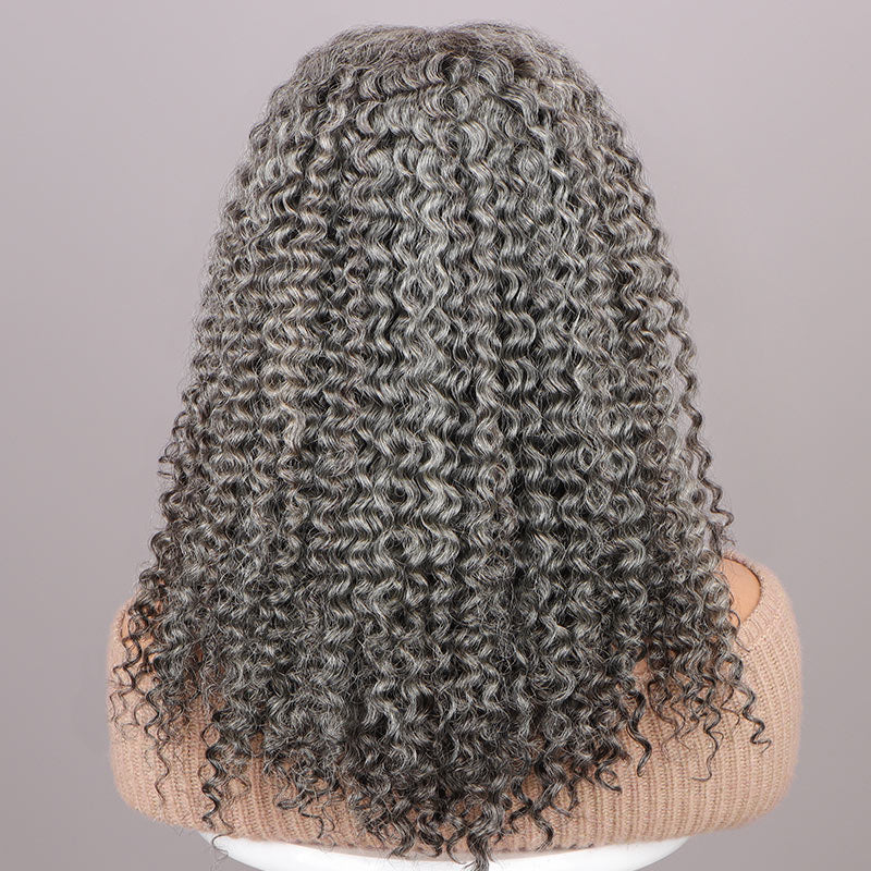 ?24” GREY SILVER CURLY LACE-FRONT WIG ? NWT Gray Curly Lace Front Wigs Salt and Pepper Jerry Curly Human  main image 4