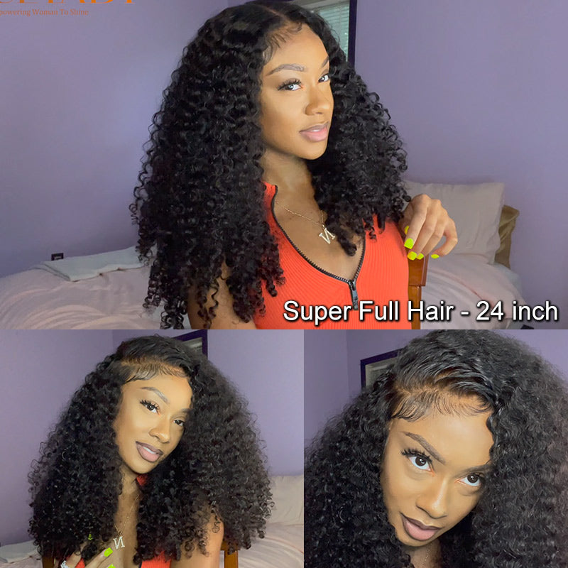 Jerry Curly Human Hair Wigs 13x4.5 HD Lace Front Wig Mid Part Glueless ...