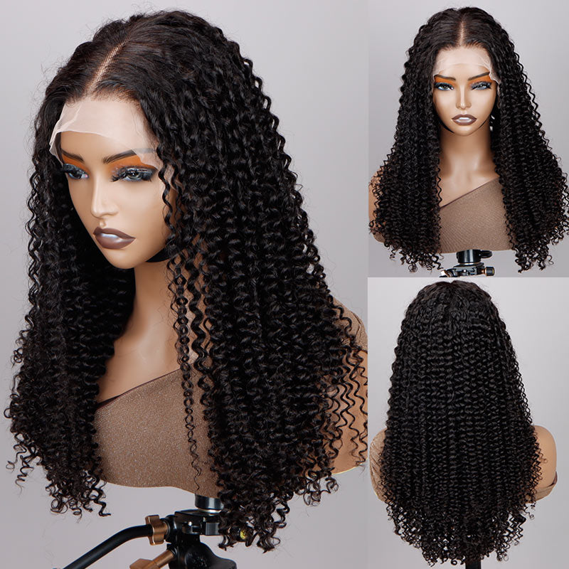 Soul Lady 13x4.5 Full Frontal Wig Jerry Curly Hair HD Lace Human Hair Wigs Pre Plucked & Bleached