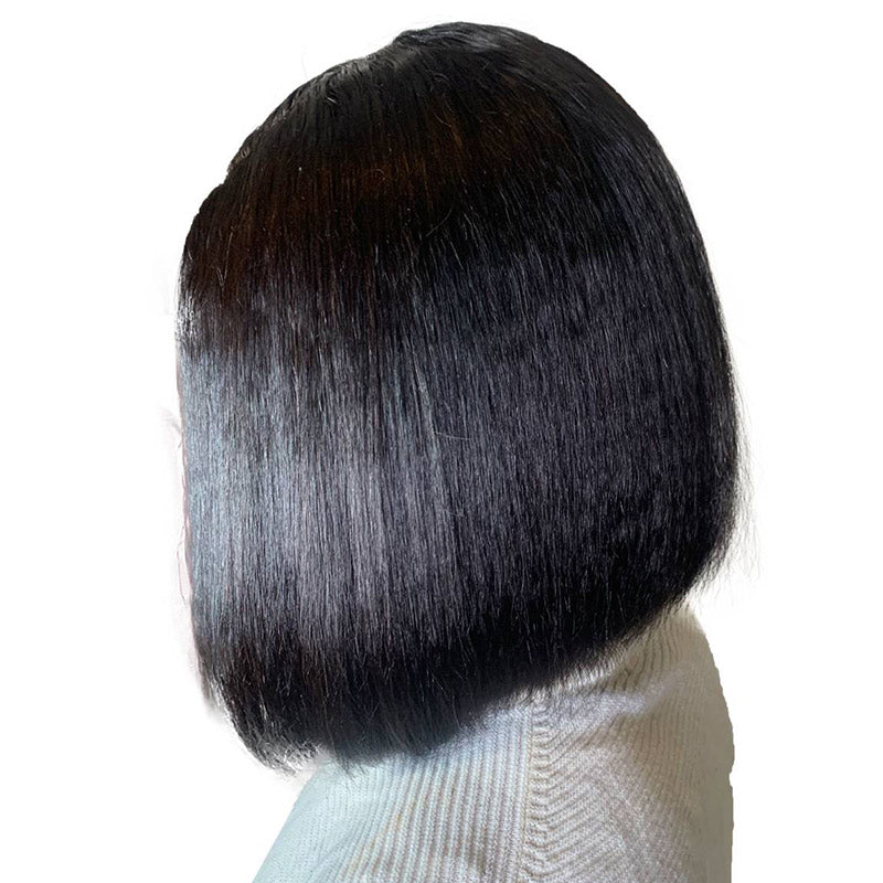 Soul Lady Kinky Straight Bob Wig With 4C Edge Hairline Side  display picture 2