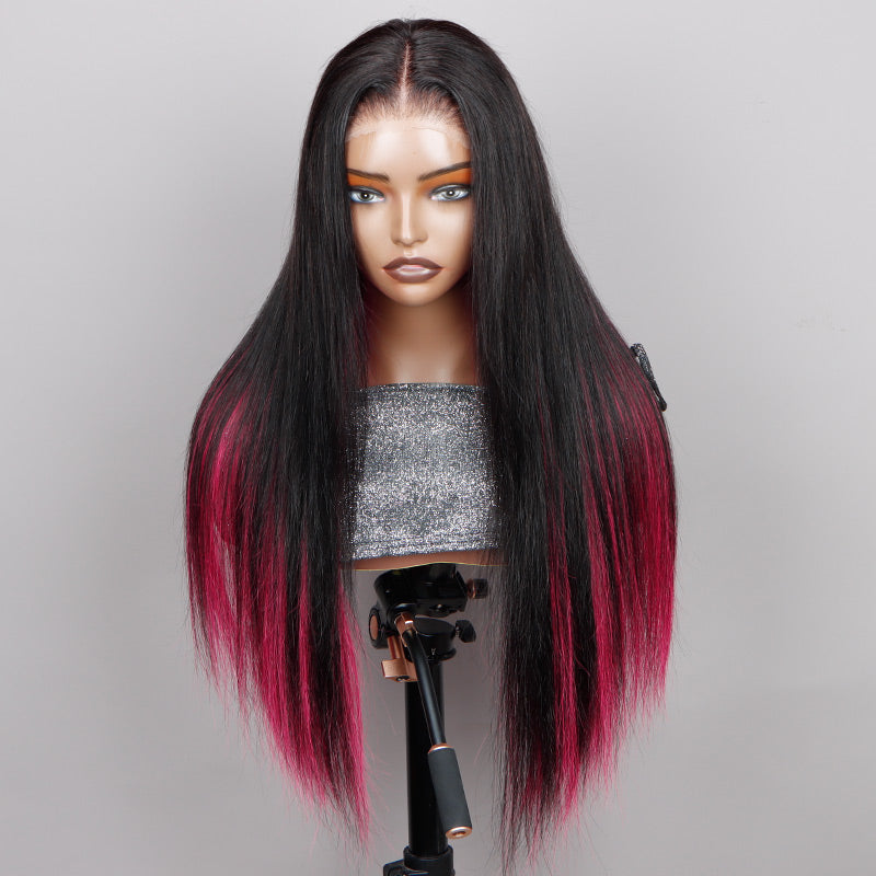 SoulLady Magenta Red Peekaboo Highlight Wig Long Straight  display picture 1