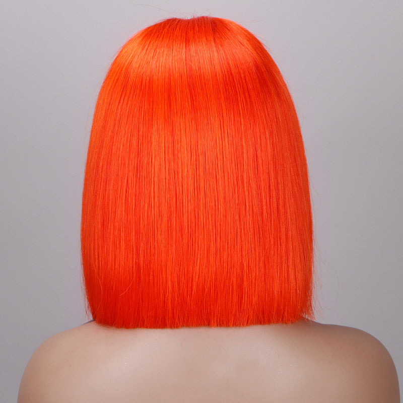 Soul Lady Orange Red Bob Silky Straight Human Hair 5x5 HD Lace Closure Wigs Middle Part Lob-back show