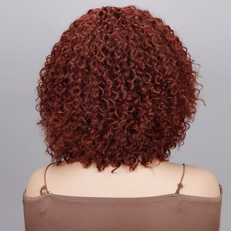 Soul Lady Rich Red Copper Jerry Curly Bob Wig 100% Real Human Hair Glueless Wear And Go Wigs