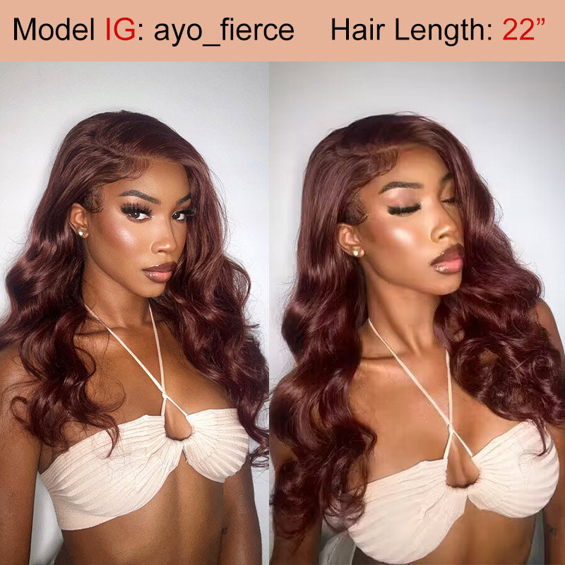 Soul Lady Reddish Brown Body Wave 5x5 HD Lace Wig C Part  display picture 2