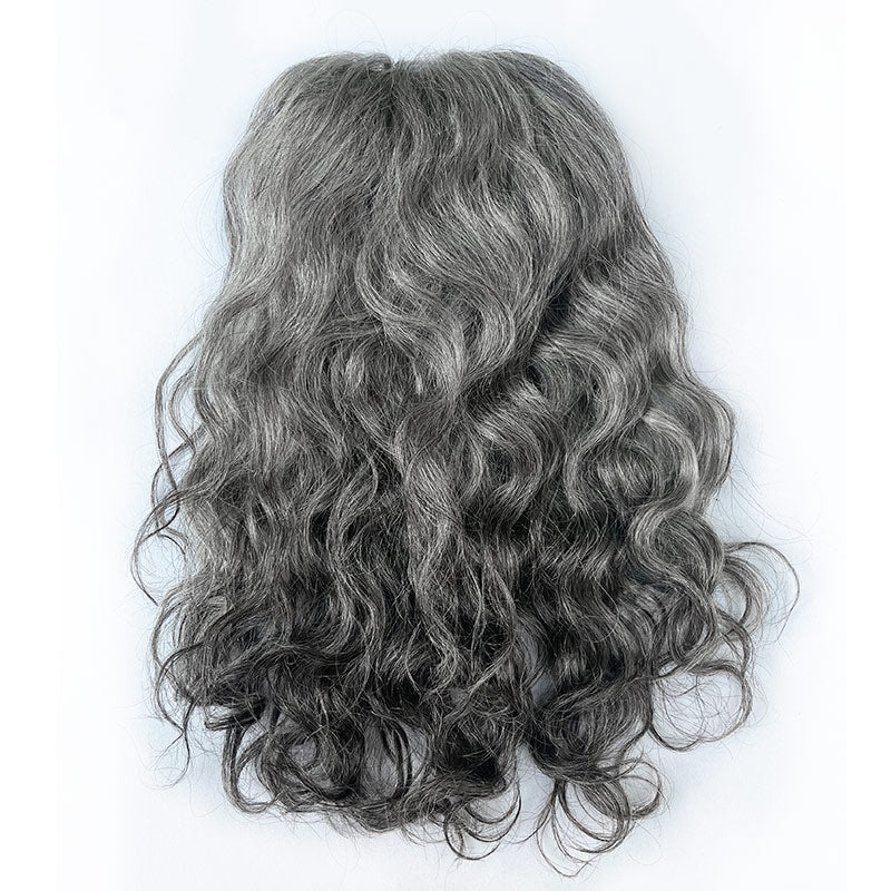 Soul Lady Salt and Pepper Drawstring Ponytail Natural Wavy Curl Human Hair Extensions