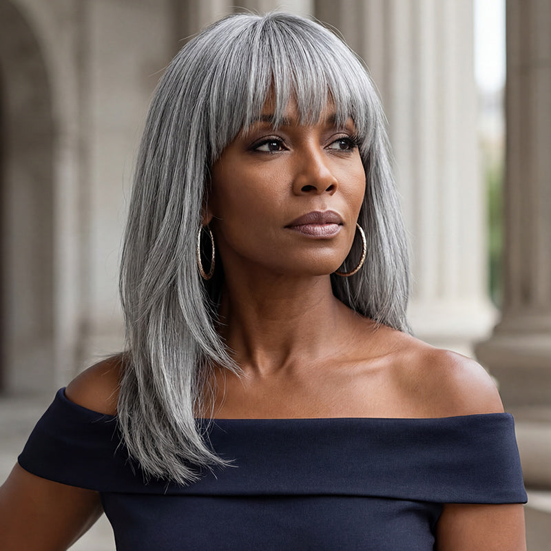 Beginner-Friendly Salt & Pepper Human Hair Straight Glueless 