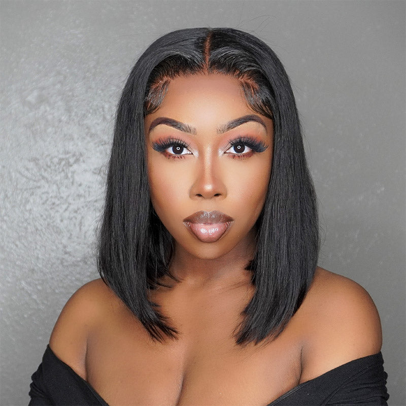 SoulLady Glueless Human Hair Wigs 5x5 Lace Closure Wig Undetectable HD Lace Bob Wig