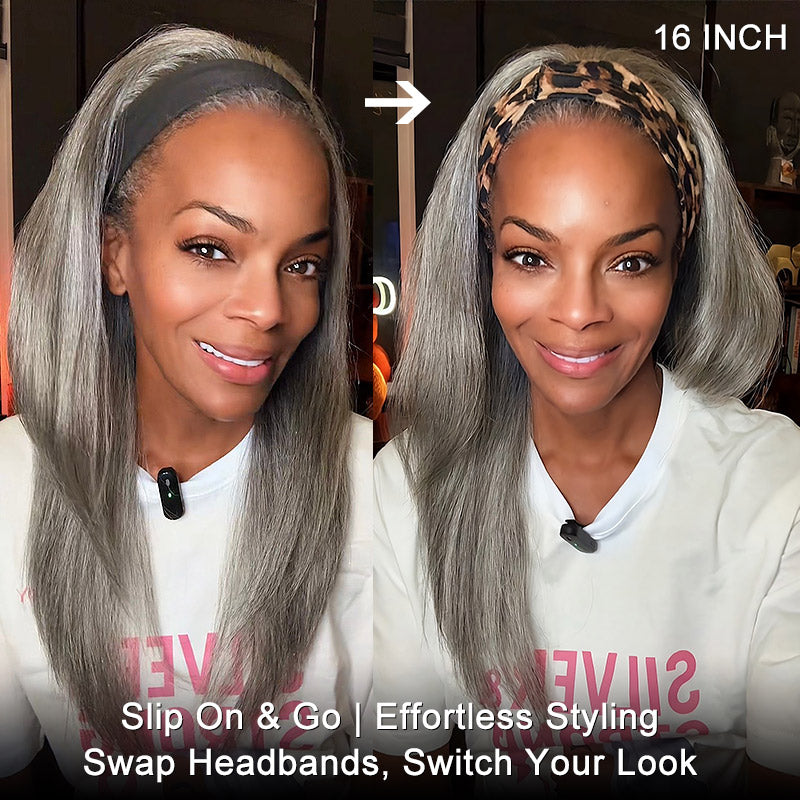 Soul Lady Silver Gray Straight Hair Headband Wig Real Human Hair Glueless Wigs For Women-standard salt and pepper color wig-model-vibes-therealeannise